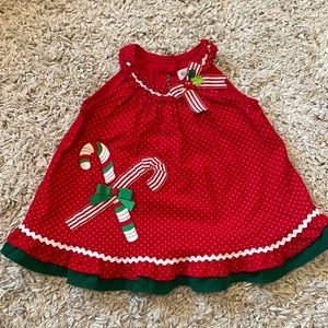 Rare, Too Red Corduroy Polka Dot Candy Cane Christmas Dress